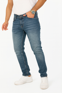 Jean slim vintage pour homme, coupe droite, en denim, décontracté, extensible, coloré, taille mi-haute, éco-responsable, adouci, mode streetwear - Product Image 5