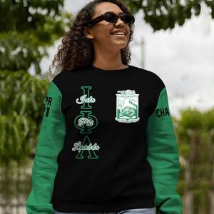 Sudadera Universitaria Personalizada Iota Phi Lambda, Negra y Verde Esmeralda, con el Escudo de la Hermandad Griega, Desde 1929, para Mujer - Product Image 2