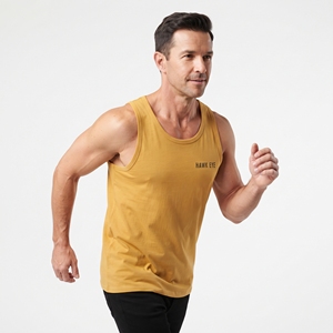 Camiseta Deportiva sin Mangas para Hombre, Color Amarillo Mostaza, Chaleco de Fitness Ligero con Cuello Redondo, Camiseta de Entrenamiento para Gimnasio - Product Image 3