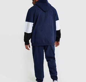 Men's Winter Streetwear Color Blocking Fleece Breathable Oversized Hoodie & Cotton Jogging <b>Sweatpants</b> <b>Set</b> 400 GSM Heavyweight - Product Image 4