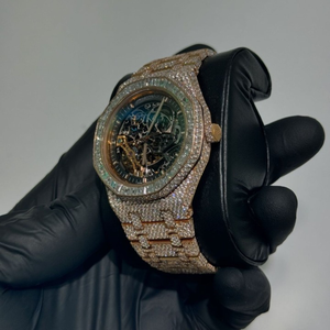 Montre de luxe Hip Hop avec diamants Moissanite VVS de laboratoire taille ronde, bracelet en caoutchouc, montre mécanique faite à la main - Product Image 4