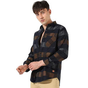 Camisetas de algodón estilo polo ajustadas para hombre, franela de manga larga con cuello de botón multicolor, nuevo diseño, patrón de impresión para - Product Image 5