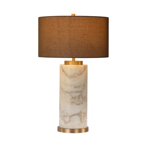 Luxury <b>Marble</b> <b>Table</b> Lamp With Rich Brown Fabric Shade And Sophisticated Contemporary Interior Lighting Appeal - Product Image 4