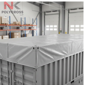 Bâche de protection renforcée en PVC pour conteneur avec cordes et œillets, bâche de toit pour conteneur maritime industriel, bâche imperméable robuste - Product Image 4