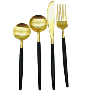 Design unique PVD or et résine poignée ensemble de couverts pour mariage ensemble de couverts argenterie ustensile place réglage couverts vaisselle - Product Image 1