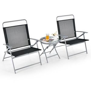 Ensemble de 3 chaises pliantes en métal pour l'extérieur, meubles de patio, durables et portables - Product Image 1