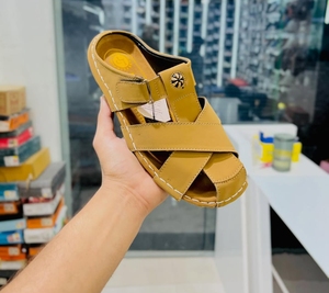 Men Leather Flat <b>Sandals</b> Open Toe Double Buckle Slides Breathable Casual Summer Beach Slippers Rubber Midsole Microfiber Lining - Product Image 3