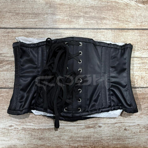 Heavy Duty Steel Boned Black Satin <b>Underbust</b> Corset Waist Training Body Shaper Corset – OEM/ODM Custom KORSETS Manufacturer - Product Image 3