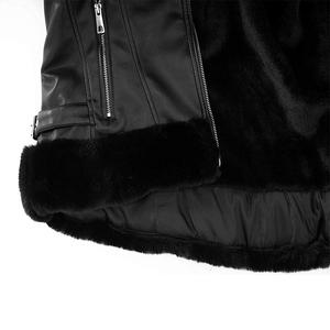 Wholesale Ladies' Genuine Leather Regular Length Winter Windproof Thick Bomber Style Motorcycle Jacket - Product Image 4