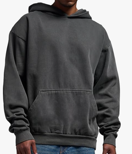 Sudadera con Capucha para Hombre, Corte Regular, Terciopelo Grueso, Color Sólido, para Invierno - Product Image 1