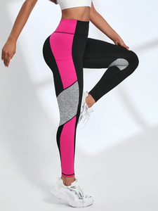 Women's Yoga <b>Leggings</b> Mid Waist Solid <b>Pattern</b> High Elastic Breathable Compression Pants for Gym Fitness - Product Image 4