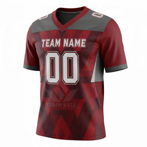 Camiseta de Fútbol Americano Personalizada para Hombre, Cuello en V, Manga Corta, Sublimada, Absorbente de Humedad, Poliéster, Nombre del Equipo, Número 00 Impreso - Product Image 2