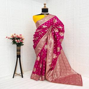Sari de Seda Dola Premium VASTRA COTTAGE con Tejido Tradicional Banarasi y Teñido a Mano - Product Image 4