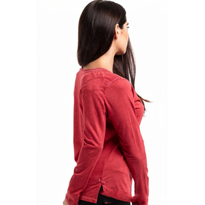 Red Women's Short Sleeve Henley T-Shirt Square-Neck Button Down Henley Top Women Street Style Henley Tee Shirts Women - Product Image 6