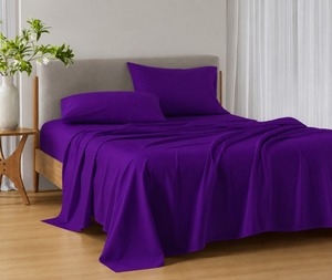 Parure de lit Indigo Premium 500 TC Queen Size 4 pièces, draps de luxe doux et soyeux au toucher, drap-housse à poches profondes - Product Image 1