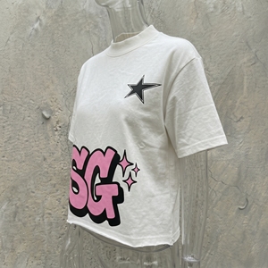 Camiseta SG Rosa y Blanca de Manga Corta con Cuello Redondo para Hombre, Estilo Casual Oversize, 100% Algodón Jersey - Product Image 5