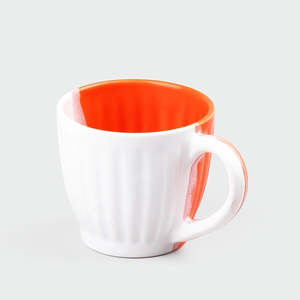 Dynamic Ceramic Tea <b>Cup</b> Set of 6 Glazed Microwave Safe Pottery Mugs with Saucers for <b>Camping</b> and Hiking - Product Image 1