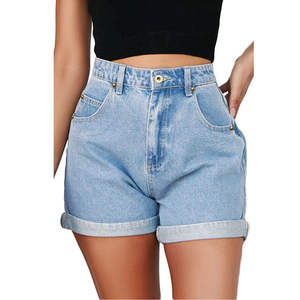 Shorts en jean décontractés pour femmes, de haute qualité, à la mode, avec cordon de serrage, respirants, style streetwear, vente en gros pour l'été - Product Image 4