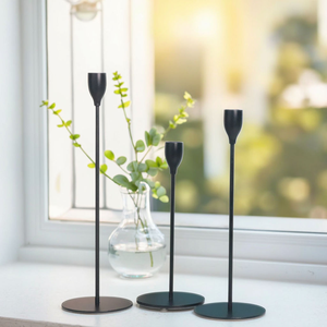 Matte <b>Black</b> Metal Iron Taper <b>Candlestick</b> <b>Holders</b> Christmas Home Decor Waterproof - Product Image 3