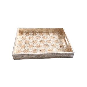 Bandeja Decorativa con Incrustaciones de Madreperla PERFECT ENTERPRISES: Flores de Estrella Dorada, Bandeja para Servir - Product Image 4