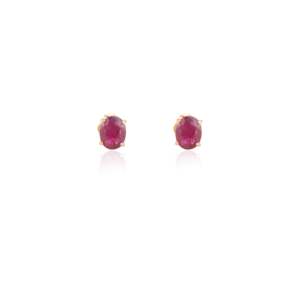 Handcrafted 18K Gold Natural Ruby Single Stone Stud <b>Earrings</b> - Product Image 3