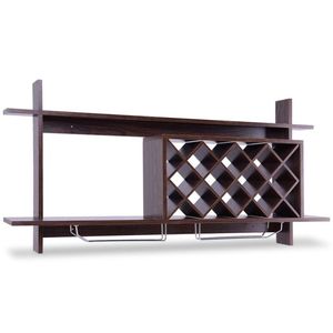 Portabottiglie da parete con supporto in vetro e mensola - Product Image 1
