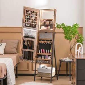 "<b>Makeup</b> <b>Vanity</b> Freestanding Jewelry Cabinet with Full-Length Mirror" - Product Image 3