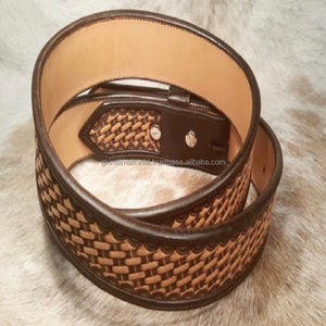 Sangle d'outillage en cuir occidentale, 17 pièces, tissage gaufré dans de plusieurs modèles et couleurs, sangle entièrement cousue avec clip - Product Image 4