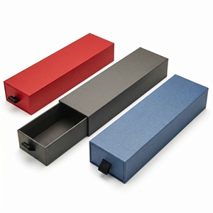 High-End Rigid Drawer Gift <b>Box</b> with Sponge Lining for Pens in Red Black Blue Colors Paperboard Packaging - Product Image 1