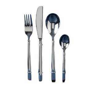 Ensemble de couverts modernes en acier inoxydable au design élégant, finition poli miroir, pour restaurant, comprenant cuillères, fourchettes et couteaux argentés, à prix réduit - Product Image 4