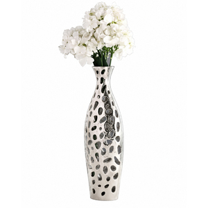 Juego de Jarrones de Flores de Aluminio Texturizado Plateado Hechos a Mano, Jarrones Decorativos de Metal Modernos y Lujosos para el Hogar, Hotel y Centro de Mesa para Bodas - Product Image 2
