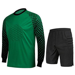 Uniforme de Portero de Fútbol Unisex Azul Claro y Negro para Adultos, Jersey Acolchado de Manga Larga con Estampado, Pantalones Cortos de Protección Transpirables de Talla Grande - Product Image 3