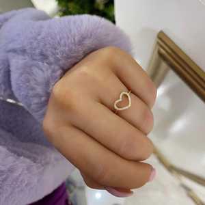 Open Geometric Heart <b>Stacking</b> Band Custom 10K 14K 18K Solid Gold Round Cut Lab Grown Diamond Statement <b>Rings</b> Pave Set Wholesale - Product Image 2