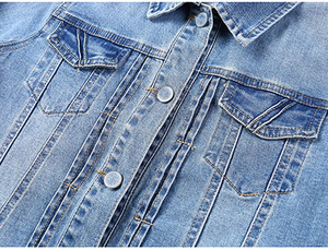 Chaqueta Vaquera para Mujer, Estilo Camionero, Manga Tres Cuartos, Cuello Camisero, Cierre de Botones, Ropa Casual de Primavera, Transpirable - Product Image 6