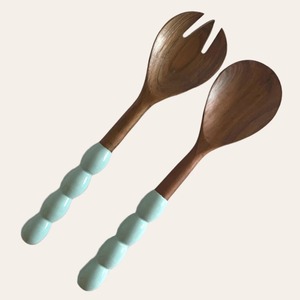 Juego de Servidores de Ensalada de Madera Ecológicos con Logotipo Personalizado, Asas de Resina - Para Mezclar Frutas Sazonadas, Utensilios de Cocina, Aptos para Lavavajillas - Product Image 1