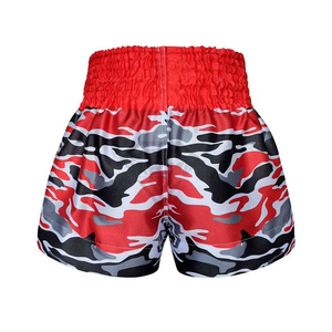 Shorts de boxe camouflage pour hommes, rouge, noir, gris, séchage rapide, coupe ample, vêtements d'arts martiaux, taille adulte, prix de gros, OEM personnalisé - Product Image 4