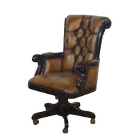 Chaise de bureau de direction de style européen avec pivot, chaise de bureau classique en cuir avec roulettes pour le mobilier de bureau à domicile