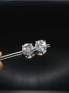 Round Cut Lab Grown Solitaire <b>Stud</b> <b>Earrings</b> D Color VVS1 925 Sterling <b>Silver</b> Solid 10K 14k Gold Unisex <b>Earrings</b> Wholesale Price - Product Image 3