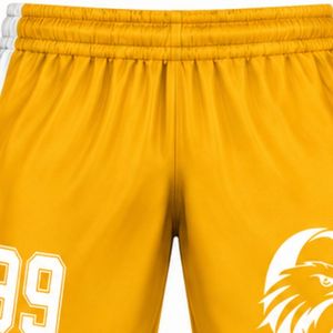 Shorts de hockey sur glace sublimés jaunes pour hommes, en polyester rayé, légers, pour uniforme d'équipe et vêtements de compétition - Product Image 5