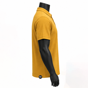 Polo pour homme noir à manches courtes, en polyester tricoté, motif uni, avec ourlet brodé, haute qualité, vente en gros - Product Image 3