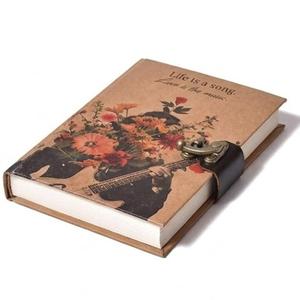 <b>Life</b> Is a Song Hand-Stitched Hardcover <b>Journal</b> with Floral Guitar Design and Leather Strap Closure for Writing and Sketching - Product Image 1