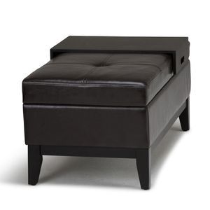 Oregon Tanners Brown <b>Storage</b> Ottoman Bench <b>with</b> Tray Elegant <b>Stool</b> & Ottoman Product - Product Image 5