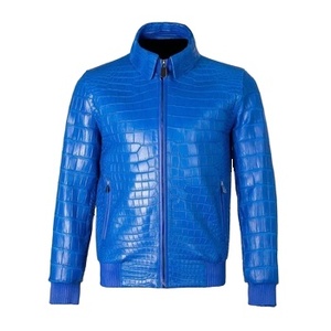 Blouson Bomber Homme Slim Vintage en Cuir Gaufré Croco avec Fermeture Éclair et Impression par Décharge Hiver 2025 ODM - Product Image 1