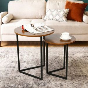 Table d'appoint en fer avec plateau en bois de qualité supérieure, conçue pour un intérieur sophistiqué, avec fer poli et bois massif - Product Image 2