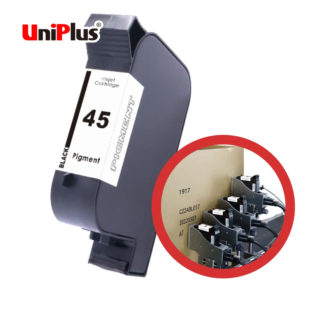 Uniplus Long Decap Time Alcohol base Solvent Ink Cartridge for Online Thermal Inkjet Machine Carbon Alloys