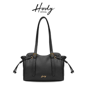 Sac à bandoulière pour femme Hody en cuir synthétique de qualité supérieure, motif litchi noir, fermeture éclair, deux poignées, doublure en satin, minimaliste - Product Image 1