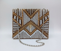 Pochette perlée œil porte-bonheur faite à la main, design multicolore original, sac de soirée, accessoire de mode artisanal, vente en gros, fermeture éclair