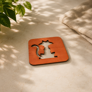 Cute <b>Cat</b> Face Laser Cut Solid Wood Coaster Handcrafted Heat Resistant Drink <b>Mat</b> Table Protector Coffee Tea Glass Holder Pet Love - Product Image 5