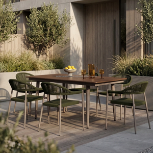 Juego de Mesa de Comedor Rectangular Resistente y Minimalista con Seis Sillas Cómodas para el Hogar, Muebles para Restaurante, Uso en Exteriores - Product Image 4