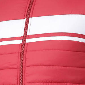 <b>Men's</b> <b>Red</b> Quilted <b>Vest</b> White Stripe Stand Collar Zipper Front Casual Outerwear Waterproof Pockets Winter Wear 100% Polyester - Product Image 6